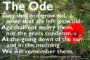 The Ode - poster (Thumbnail for A4 size). Shows the words of the Ode, rosemary and red poppy.